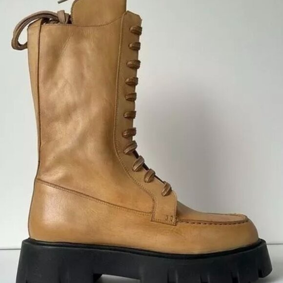 Free People Tan lace up zipper Combat Boots - Picture 2 of 6